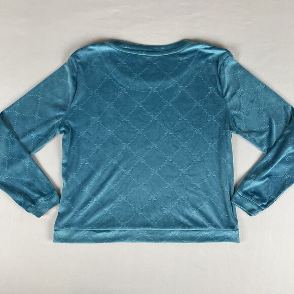 Juicy Couture Velour Lounge Wear Pajama Top Women’s Med Teal Blue Cozy Comfort - Picture 3 of 16